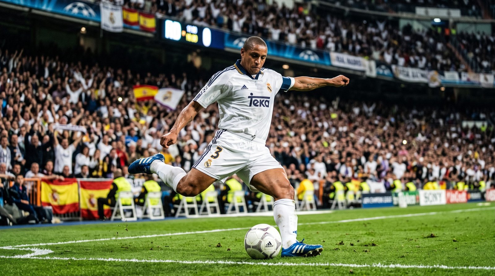 Roberto Carlos playing for Real Madrid